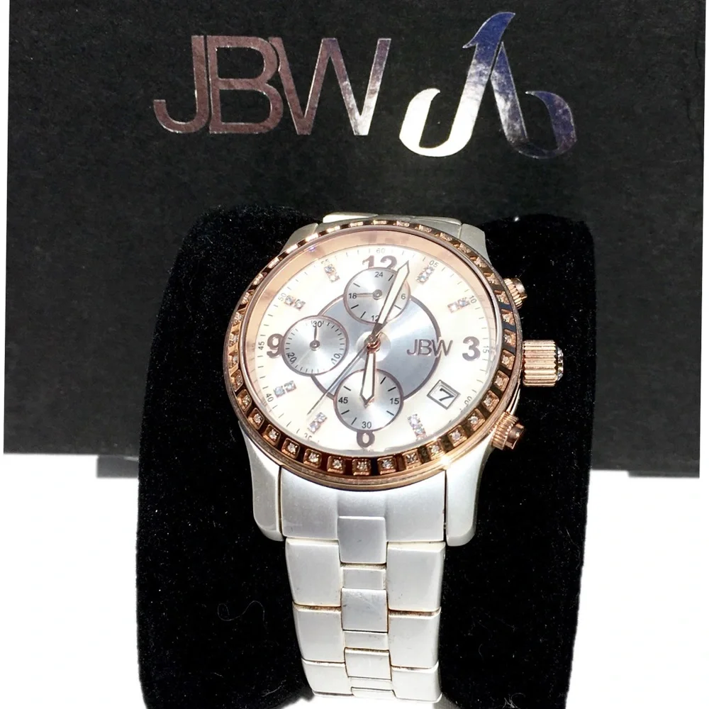 💎 JBW Diamond & Swarovski crystal 18k rosegold watch mother of pearl 723